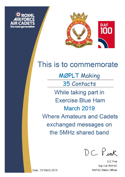 March 2019 BlueHam certificate